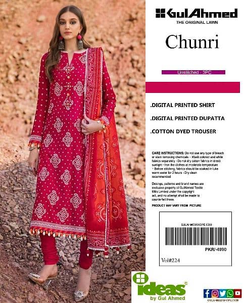 unstitched suit for women's gul Ahmed 5
