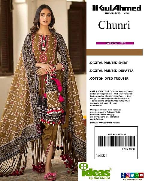 unstitched suit for women's gul Ahmed 8