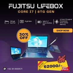 Fujitsu Lifebox| core i7 | 8th gen | 15.3 inches | 256gb/8gb