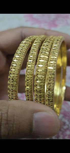 7 Tola Gold 22k Jewelry Set (Bangles, Ring, EarRings, and Necklace) - 1