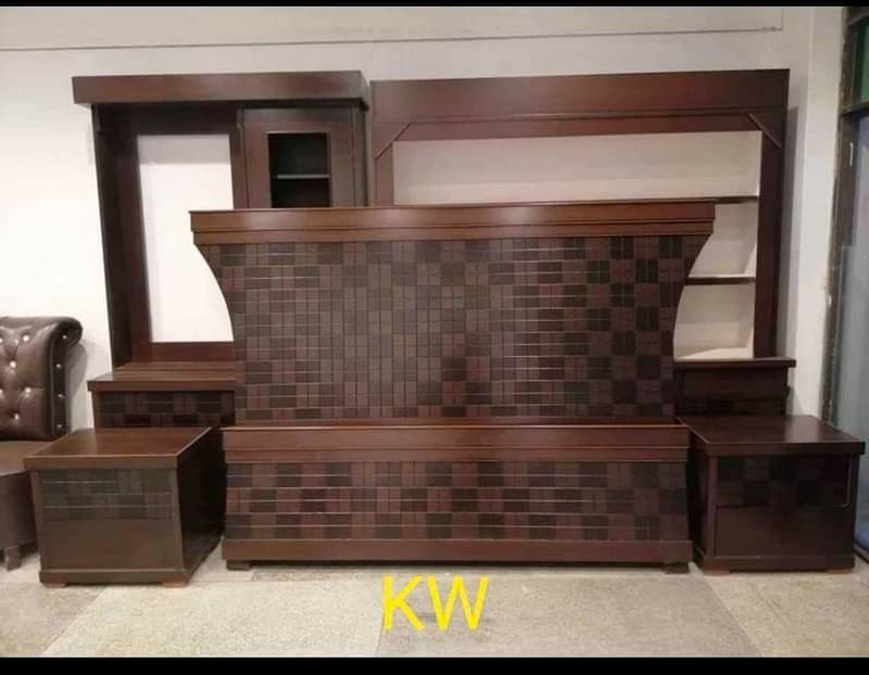 bed / king size double bed / wooden bed / bed dressing side table 9