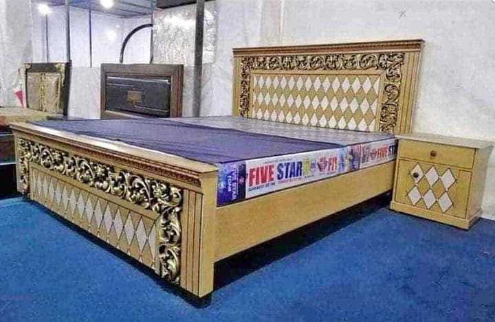 bed / king size double bed / wooden bed / bed dressing side table 15