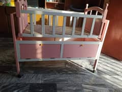 Baby Cot Almost New With Wheels and Swing and Cabinets