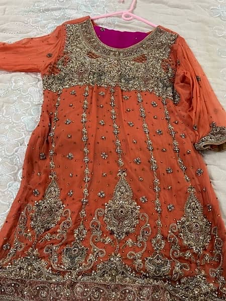 Mehndi themed chiffon 3 piece dress with dupatta 2