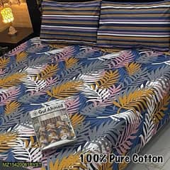 3 piece cotton printed double bed sheet