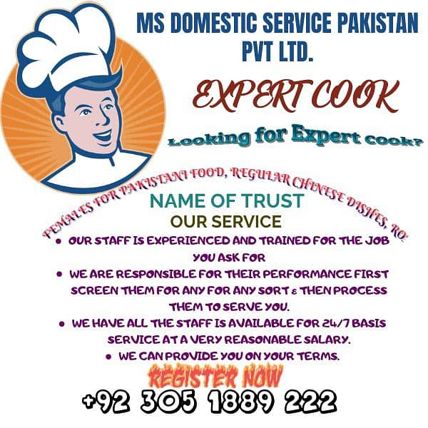 Expert Cook, Maids, Helpers, Nanny, Cook Available, Domestic Staff 0