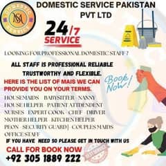 House Maids, Maid Available, Driver, Security Guard, Chef, Peon