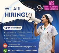 Nurse Required, Nanny, Maids, Chef, Females Required, Domestic Staff