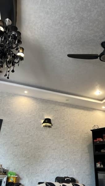 black chandelier with 4 wall lights 2