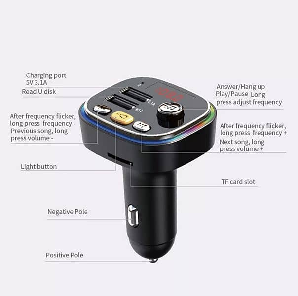 C20 Car Charger 3.1a Fm Car Fm Transmitter Mp3 Player 4