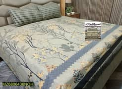 3 Pc Cotton Mix Printed Double Bedsheet