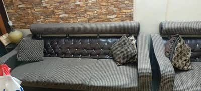7 seater sofa set good condition urgent sale 35K PKR dark brown