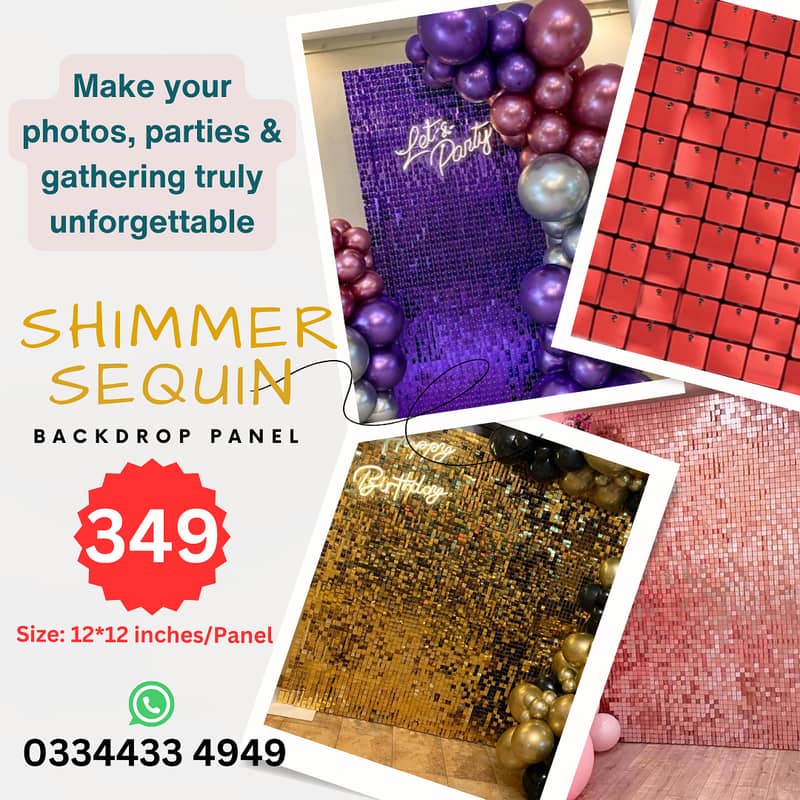Shimmer Backdrop Panel for Decoration, Signboards, Parties, Interior 0
