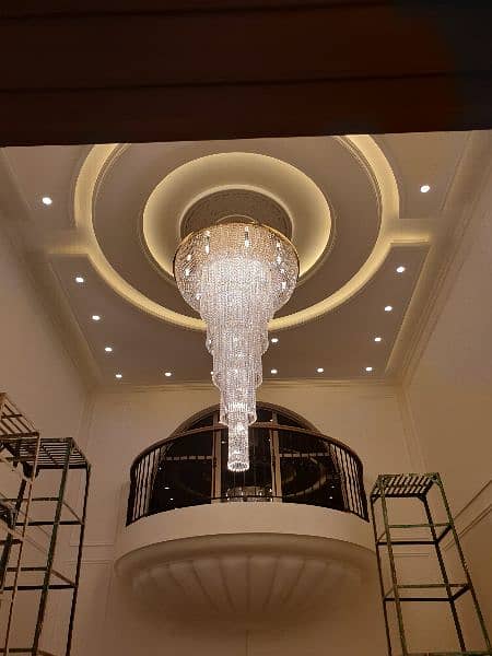 Fanoos crystal chandelier k9 jhummar hanging lights lamps lobby 1