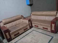 6 seater leather sofa with glass table for urgent sale