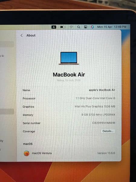 MacBook Air Core i-3, 2020, 13 inch, 8-256, Golden Color 5