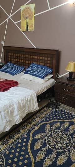 Bed set with side table and Mattress 0