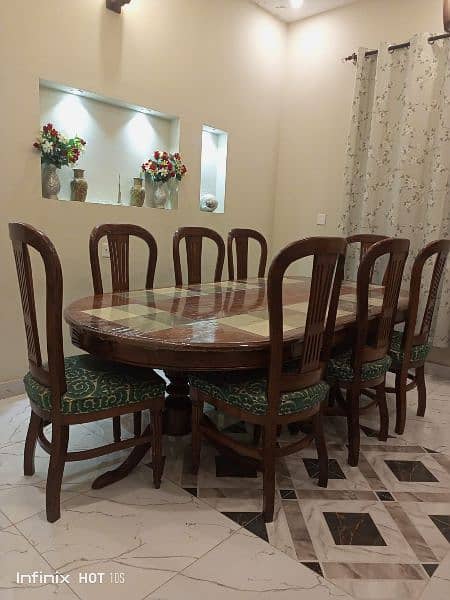 Pure wooden Dinning table eight seater and velvet sofa set five seater 1