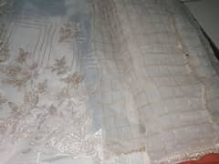 organza shirt - dupatta . silky embroidered trouser . without inner