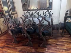 8 Seater Dining table / 8 chairs/ Sheesham Wood/ Glass top / Furniture