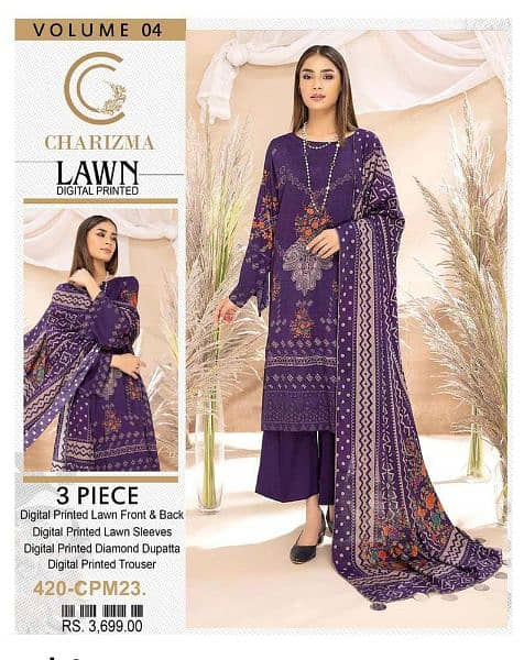 30-40% off on 3pcs unstiched women lawn printed suit wth home delivery 10