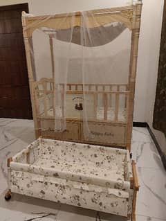 Premium high quality wooden baby cot/crib with all accessories
