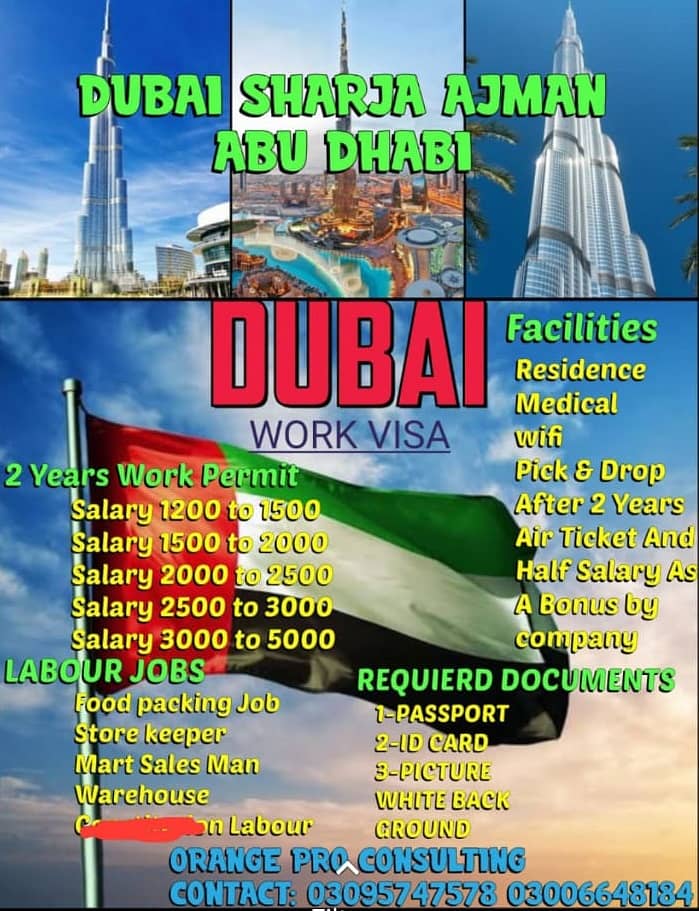 dubai work visa/work permit/visit visa/Helper Visa/Electritian Visa/ 0