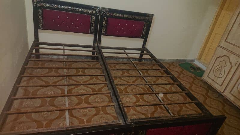 2 iron bed (single) with molty foam 0
