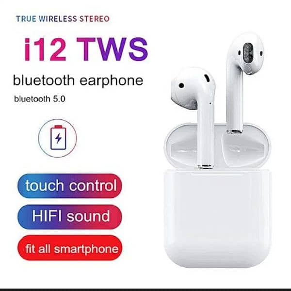 i12  Earpods With iphone charging cable Fast charger 1