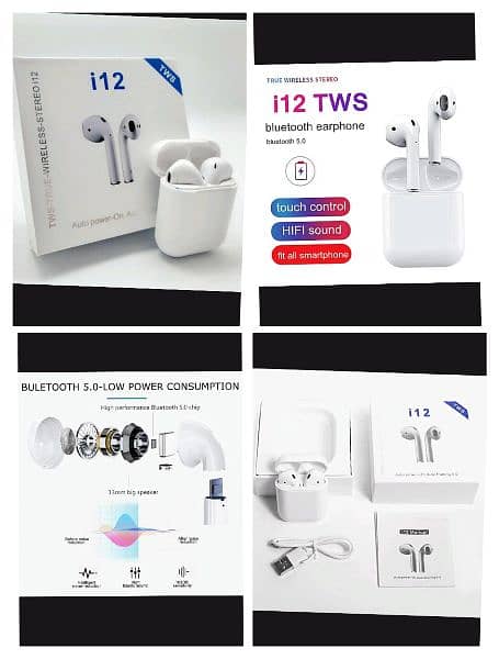 i12  Earpods With iphone charging cable Fast charger 3
