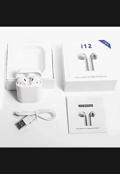 i12  Earpods With iphone charging cable Fast charger 4