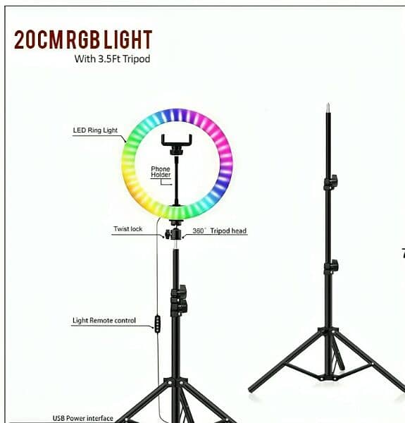 Ring Light (Multicolored)+Free Stand [Shipping All Over Pakistan] 1