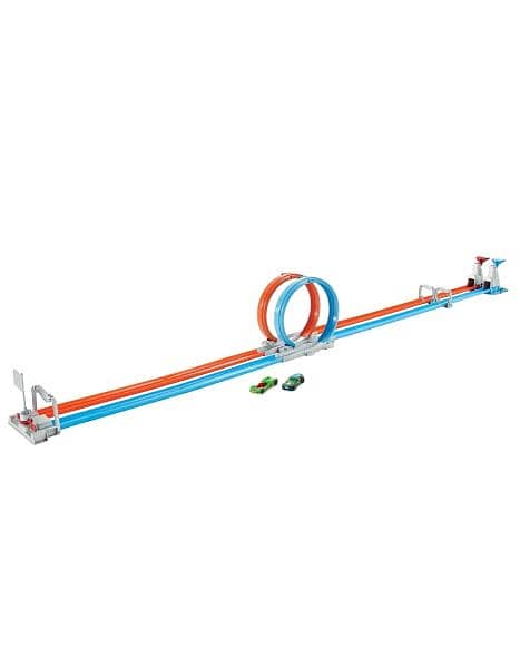 Hot Wheels double loop track with 8 Cars 5