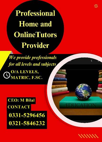 Proficient Male/Female Home and Online Tutors Available 0