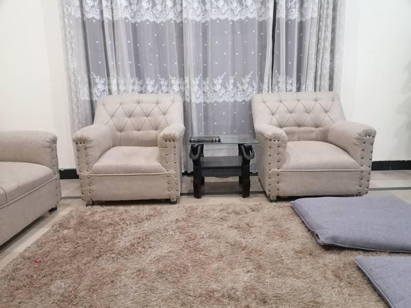 5 seater Sofa set with 2 glass top coffee tables 2