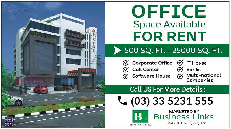 Corporate Office Space call center software Office For rent in Saddar 1