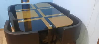 Space Saving / Smart 6 seater leather dinning table with 6 chairs 0