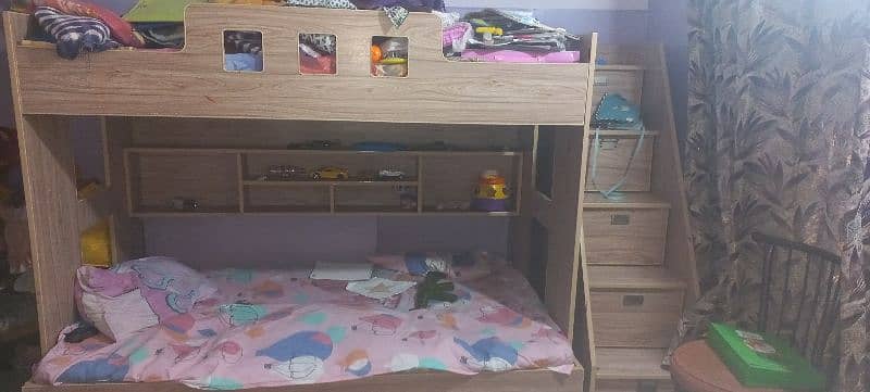 kids bed triplet , bunkbed, kids furniture, home furniture, bed. 0