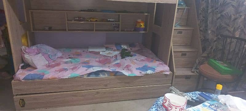kids bed triplet , bunkbed, kids furniture, home furniture, bed. 2