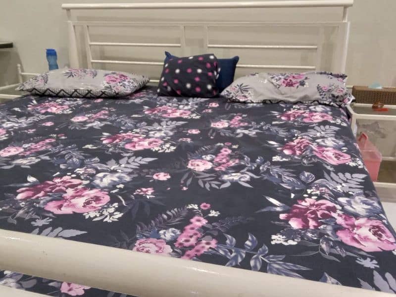 Iron King size Double bed along with mattress side tables. 4
