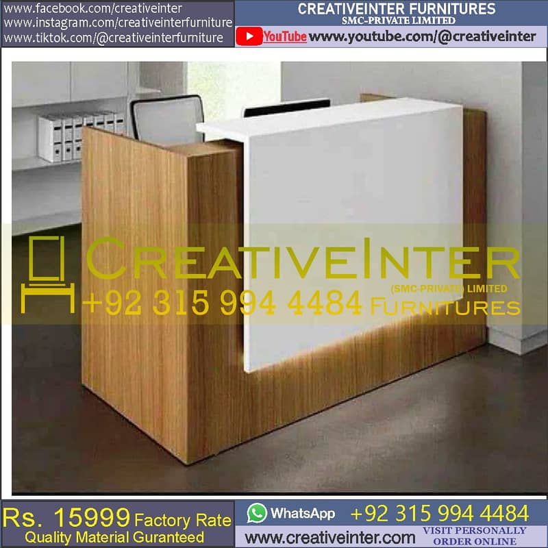 Office Reception Table Counter Front Desk Workstation Meeting Chair 2