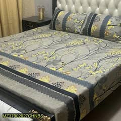 3 Pcs crystal cotton printed double bedsheet