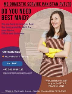 House Maid, Maids, Kitchen Helper, Cleaner, Cook, Domestic Staff