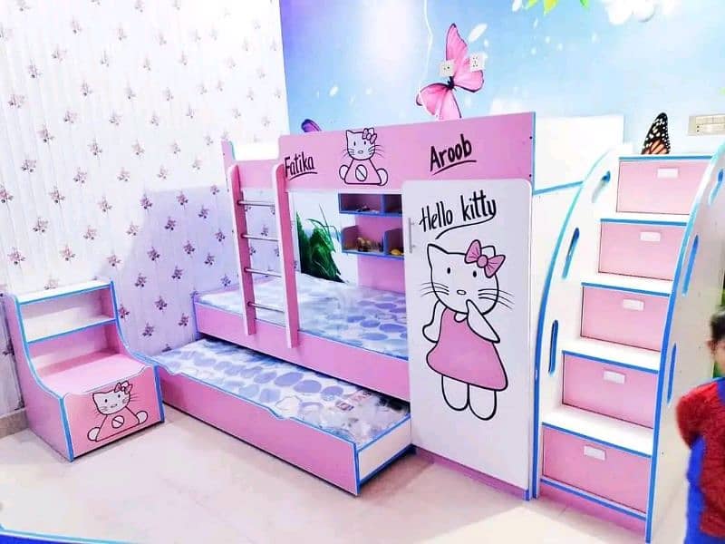 Triple kid's Bed with wardrobe 0