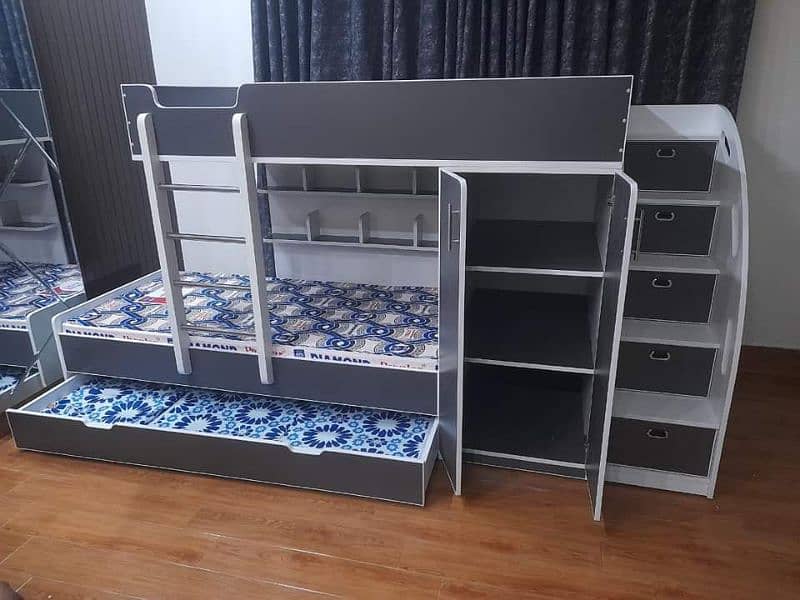 Triple kid's Bed with wardrobe 8