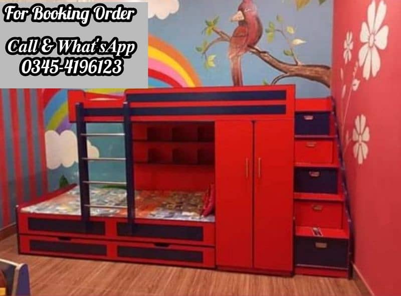 Triple kid's Bed with wardrobe 9