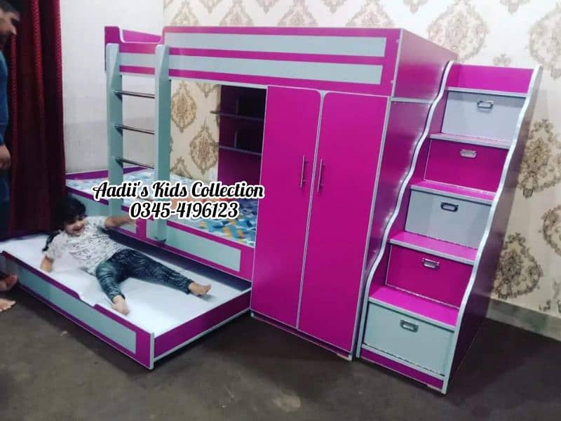 Triple kid's Bed with wardrobe 11