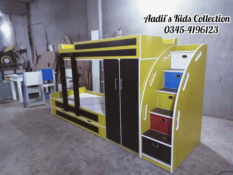 Triple kid's Bed with wardrobe 14