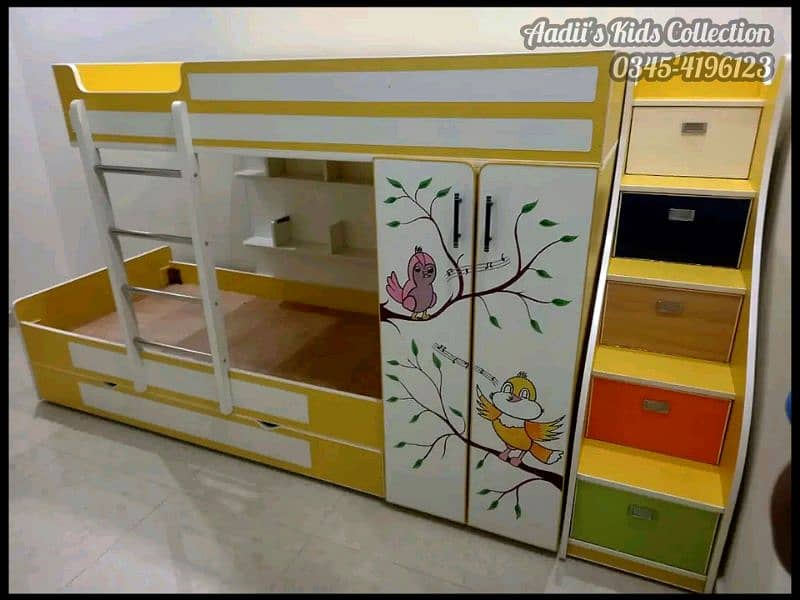 Triple kid's Bed with wardrobe 16