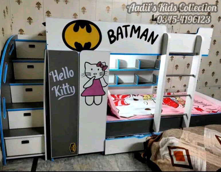 Triple kid's Bed with wardrobe 17